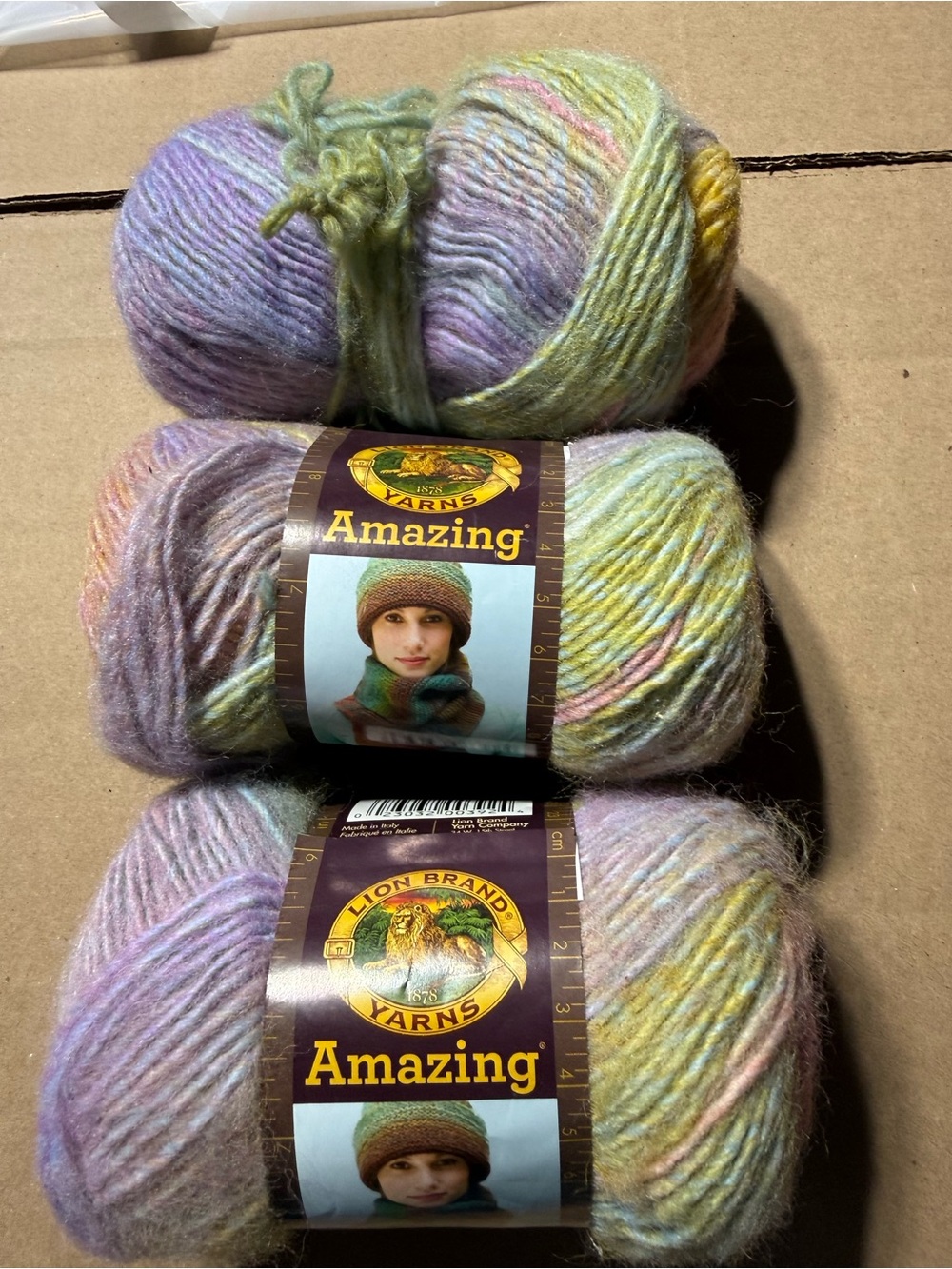 Lion Brand Amazing Yarn Pink Sands Wool/Acrylic Yarn Lot of 3